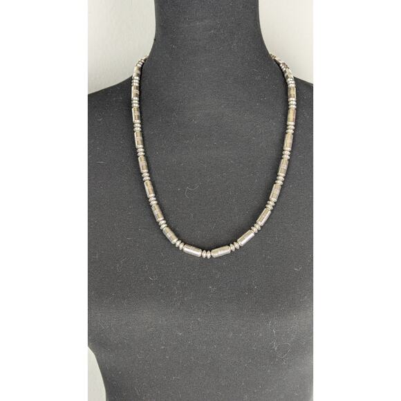 Vintage Sterling 25" South Western 15 x6 mm tube and spacer beads 38.4 grams EUC - Picture 2 of 6